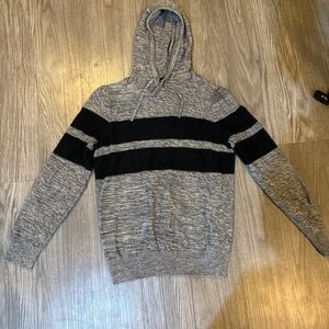 Express Gray and Black Men's Hoodie Sweater